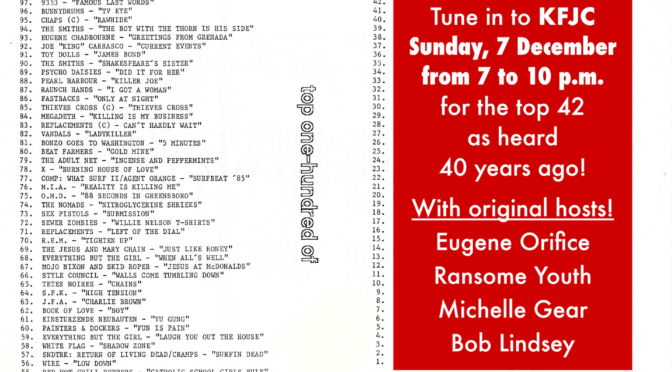 The KFJC Top 100 for 1985 (#42-#1)
